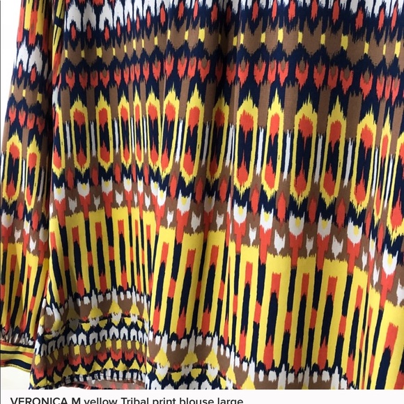 Veronica M yellow orange long sleeve flowy blouse - Picture 5 of 5